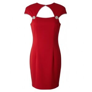 Vintage En Francais by Huey Waltzer Red Open Back Dress